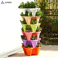 amkoy flower pot cultivation vegetable melon stackable strawberry and herb pots with saucer self watering garden tower