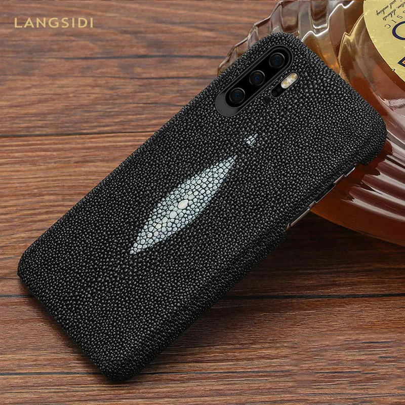 Genuine Stingray Leather Phone case for HUAWEI P30 P40 Lite P20 p50 Pro Mate 40 20 Lite cover For Honor 50 20 Pro 10 20i 8X 9X
