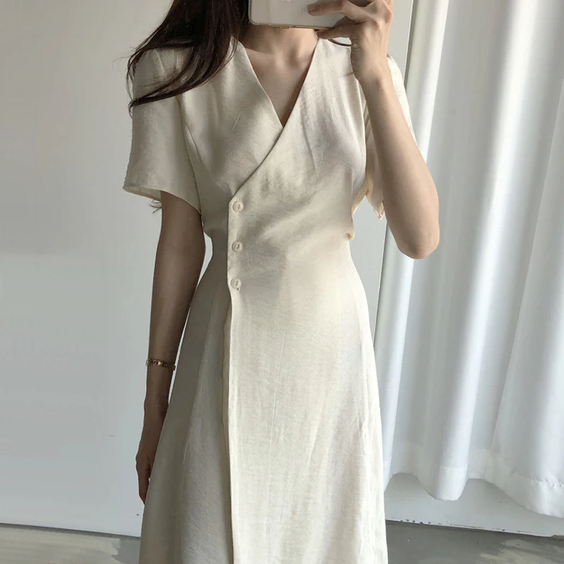 Женское летнее длинное женское платье с запахом и v образным вырезом пикантное