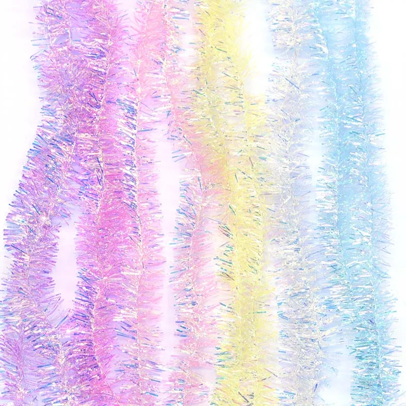 

1Pcs 2m Rainbow Shining Christmas Decorative Tassel Garlands Christmas Tree Hangings Party Supplies Cat Ear Jewelry Accessories