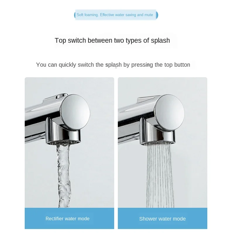 

Kitchen Household Pull-out Faucet Hot And Cold Dual Control Kitchen Sink Sink 360-degree Rotation Double Water Flower Switch