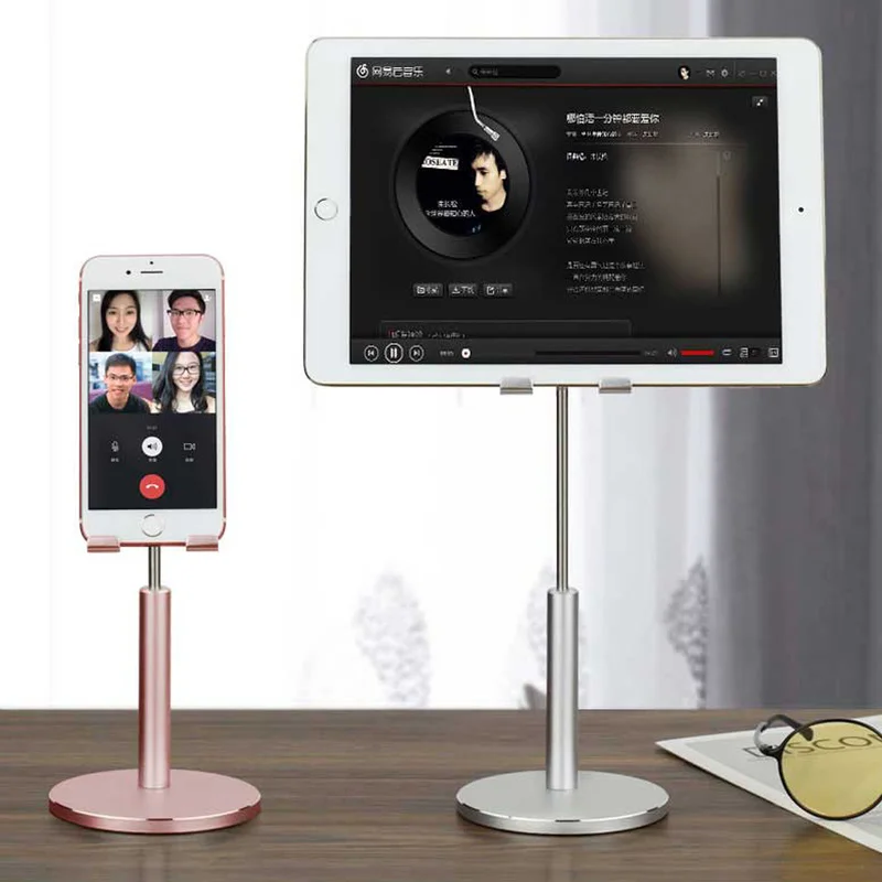 aluminum alloy lifting desktop tablet phone stand holder adjustable tablet desk mobile phone mount for ipad air pro 10 5 stand free global shipping