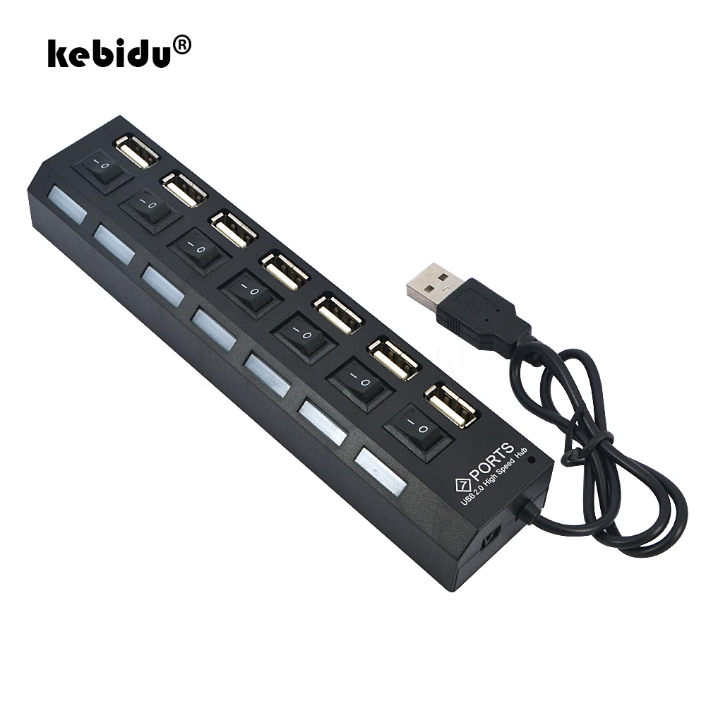 Kebidu Multi usb хаб 7 порт s Hub адаптер вкл/выкл переключатель USB разветвитель для