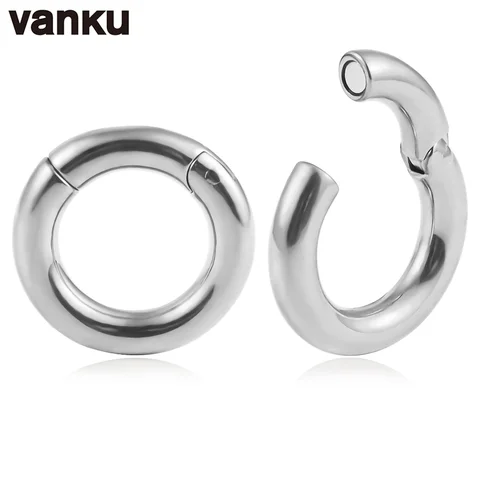 Vanku 2 Stück beliebte Edelstahl-Magnet-Ohrgewichtsmessgeräte, Körperschmuck, Creolen, Ohrringe, Piercing, Expander, Bahren für Unisex
