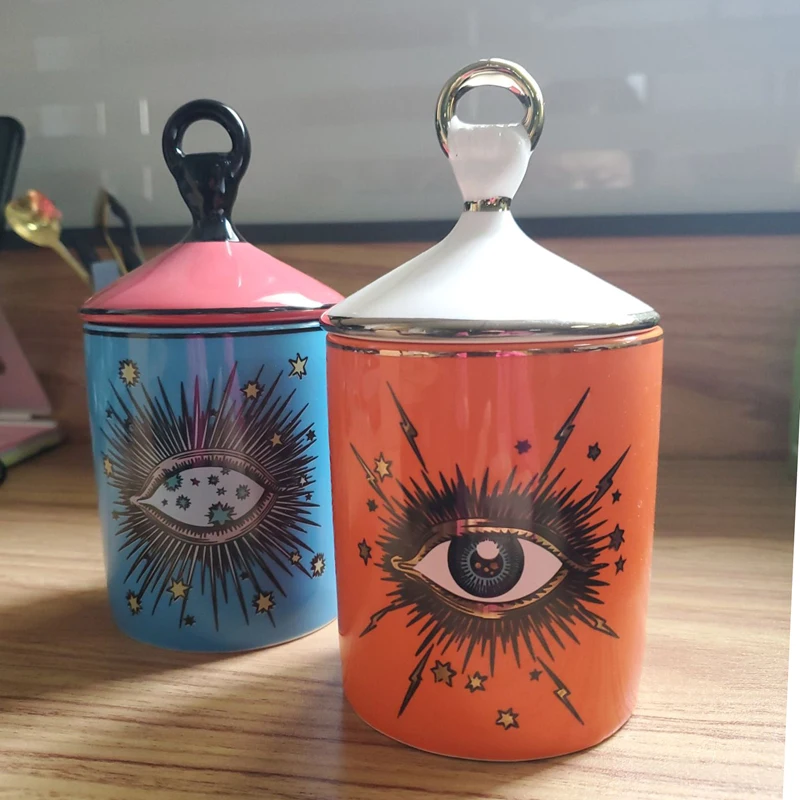 Big Eye Jar Starry Sky Incense Candle Holder With Hand Lid Aromatherapy Candle Jar Handmade Candleabra Home Decoration