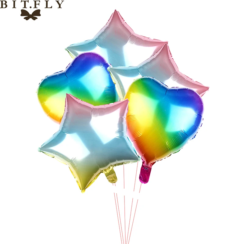 1 шт. 18 дюймов фольгированные шары градиент сердце/звезда воздушный шар Дети день