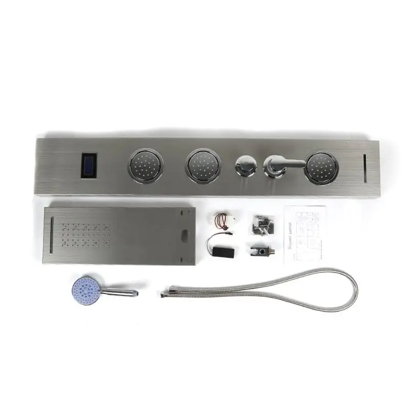 

ABS 5 Modes Water Shower Head With LED Waterfall Light Include Socket Hose LCD Display Screen Bathroom Accessories Set
