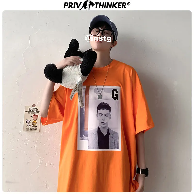 Мужская футболка с короткими рукавами Privathinker уличная свободная в стиле хип-хоп
