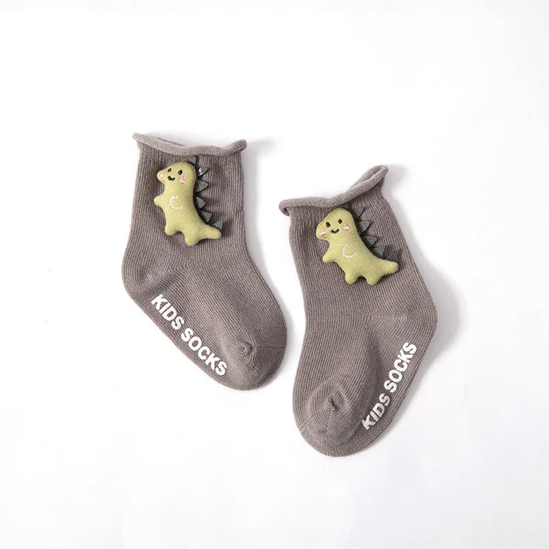 Calcetines antideslizantes de algod&oacute;n puro para ni&ntilde;os y ni&ntilde;as, medias con dibujos de mu&ntilde;ecas, boca suelta-2