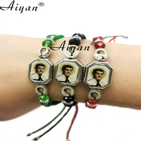 12pieces men and womens style malverde and st jude and the virgin mary drop oil alloy crystal religion hand made braid bracelet