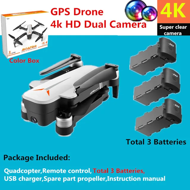 Color box 3 battery Радиоуправляемый Дрон 8811 gps 5G Квадрокоптер с широкоугольным 4K камерой Дрон жеста складной оптический поток Дрон Вертолет VS SG906 - Цвет: Color box 3 battery