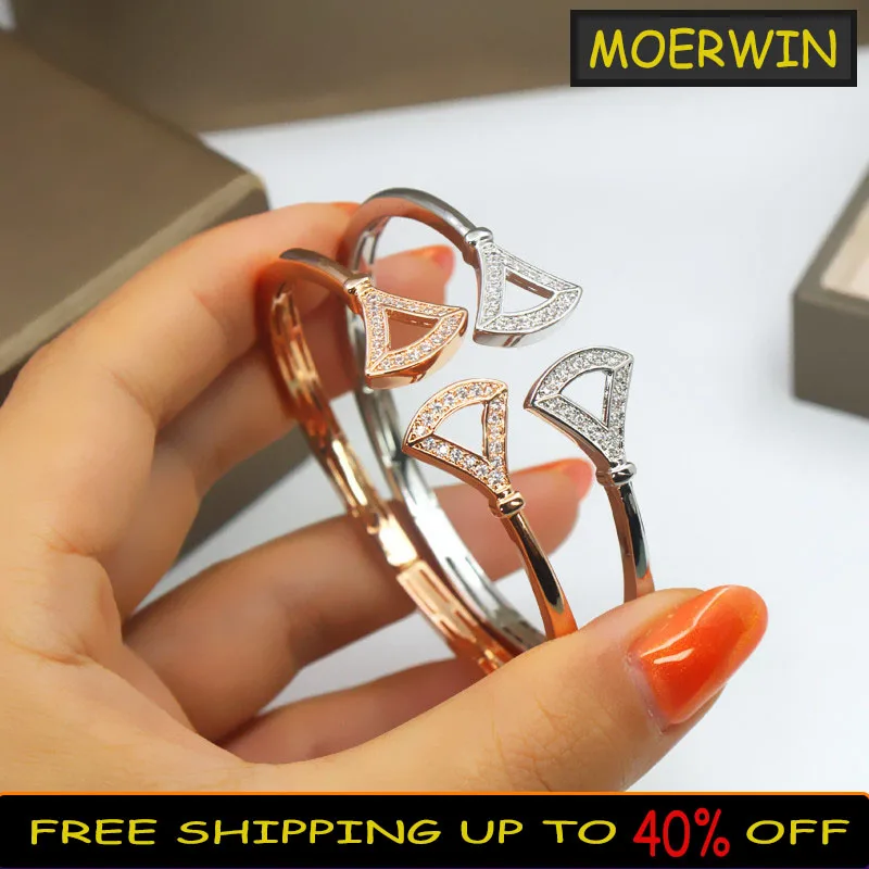 

High Quality Sterling Silver Color Fashion Classic Hollow Double Skirt Bracelet Holiday Party Luxury Brand Women's Jewelry Gift