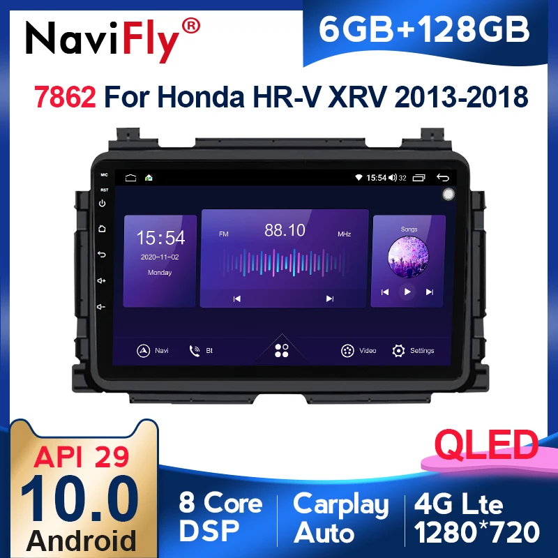 

NaviFly QLED Screen 1280*720 Android 10.0 For Honda Vezel HR - V HRV HR V 2015 Car Radio Multimedia Video Player Navigation GPS