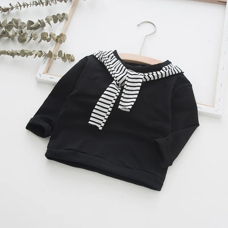 Футболка для маленьких девочек с капюшоном Детские хлопковые топы длинным