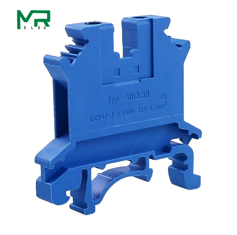 blue 10PCS 10 шт./лот UK-2.5B синий/серый/красный/желтый 2,5 мм2 din-рейку Универсальный комбинированные клеммные блоки винтового типа UK2.5B - Цвет: blue 10PCS