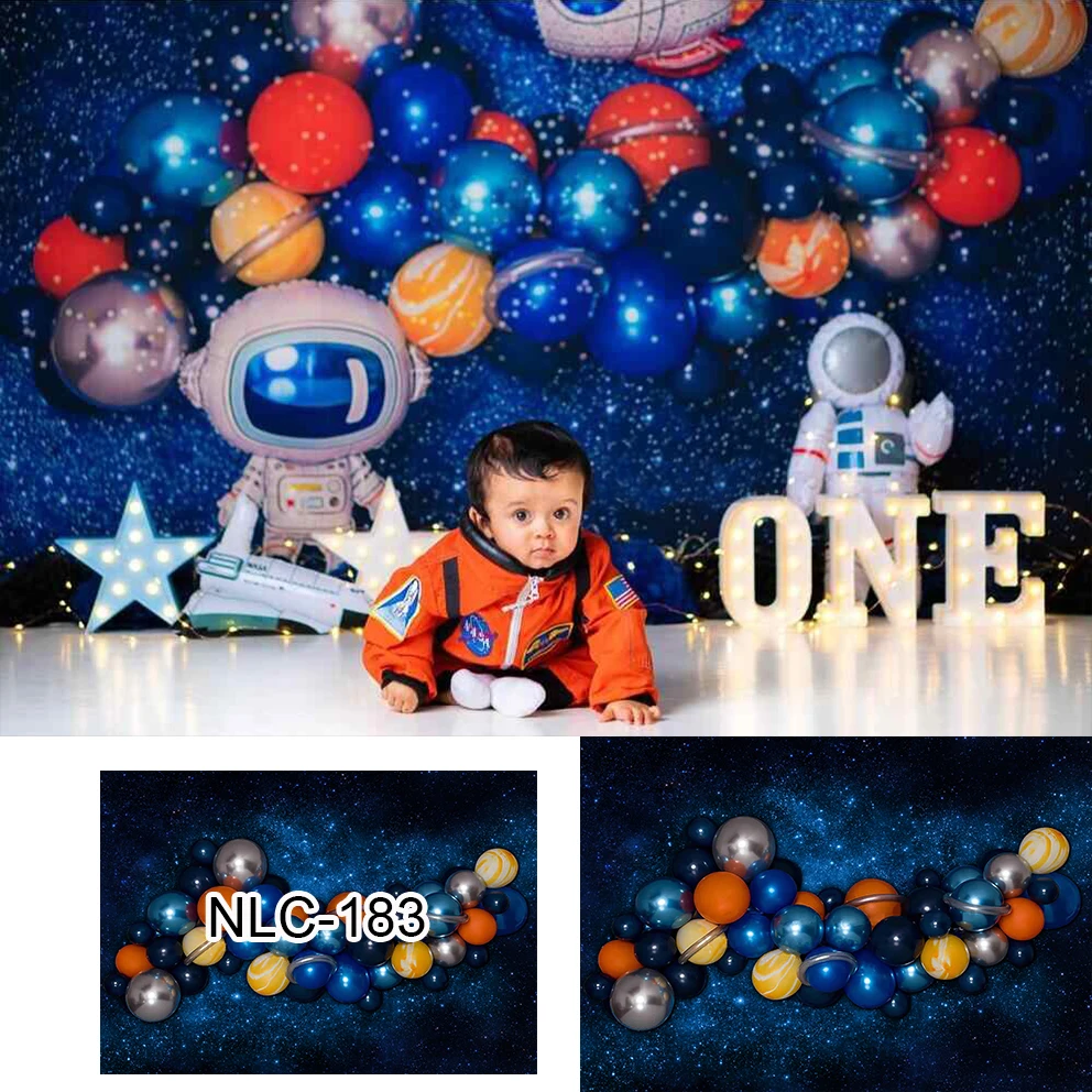 1st Birthday Astronaut Photography Background Spaceship Explore Universe Children's Birthday Party Backdrop Photo Studio Props