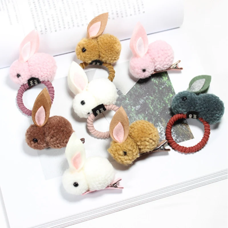 Симпатичная резинка для волос в виде шара кролика заколка девочек Женская