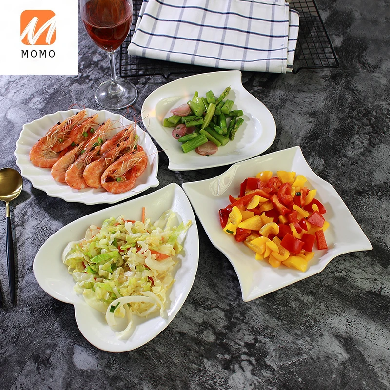 

Plate Dishes Ceramic Household Dinner Plate Pure White Microwave Oven Western Cuisine Plate Creative Tableware