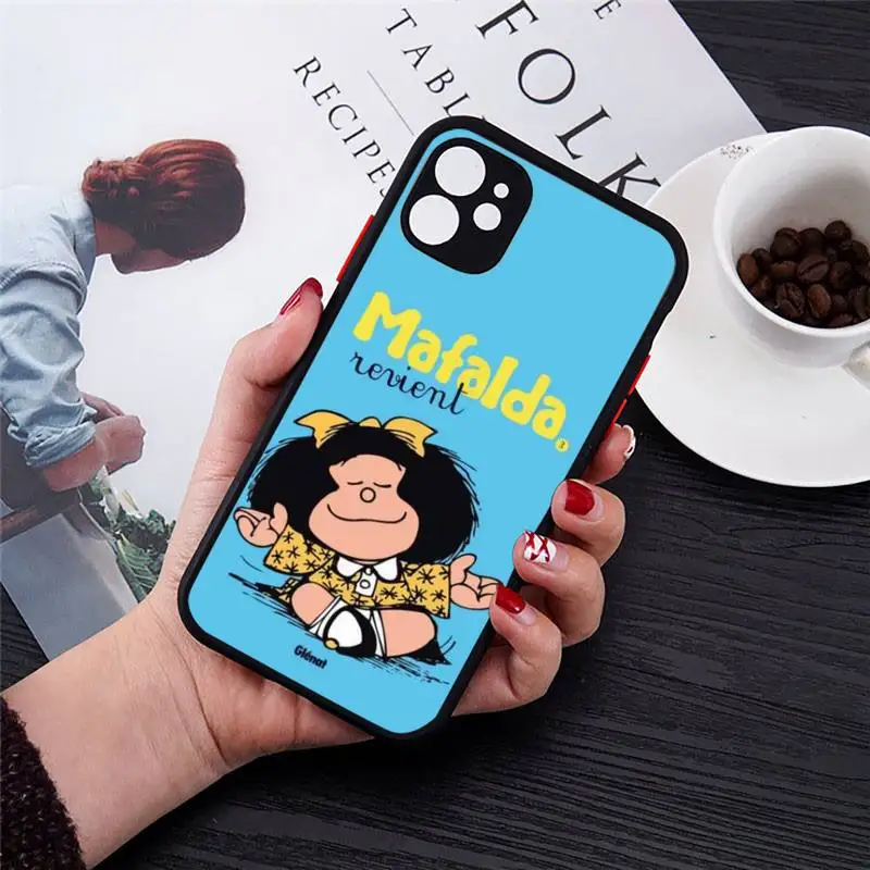 

mafalda lovely Phone Case Matte Transparent for iPhone 7 8 11 12 s mini pro X XS XR MAX Plus cover funda