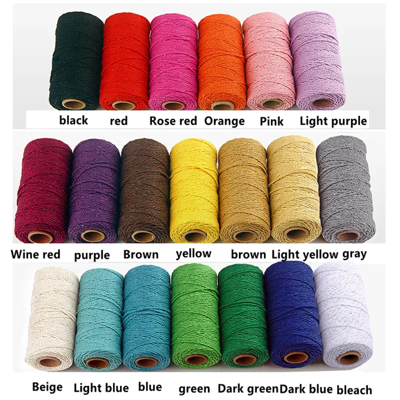 2 мм цветная хлопковая нить Защита окружающей среды не выцветает ручная работа