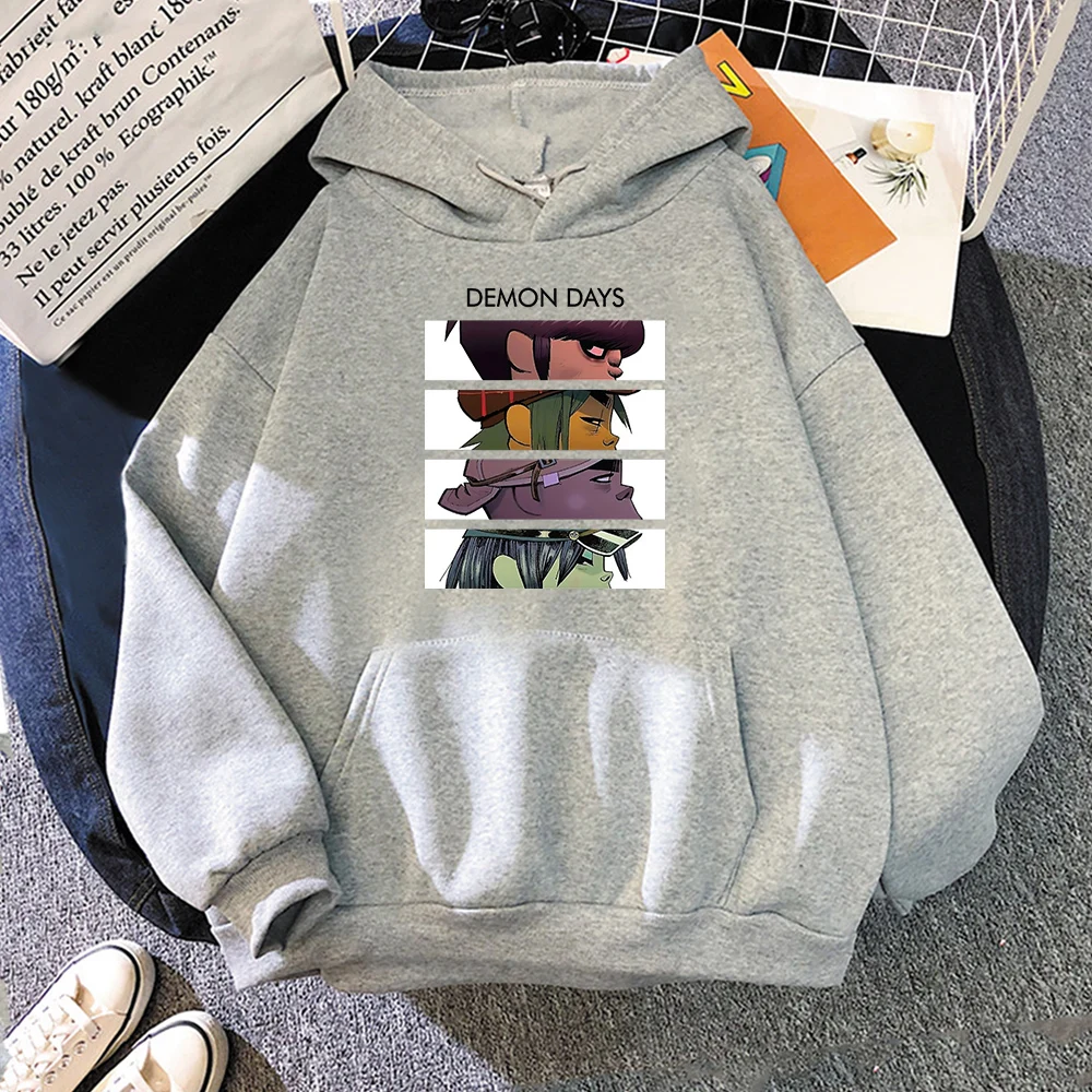 

Худи с принтом музыкальной группы Gorillaz, уличная одежда для мужчин и женщин, модные толстовки оверсайз, толстовка с капюшоном, спортивный кос...