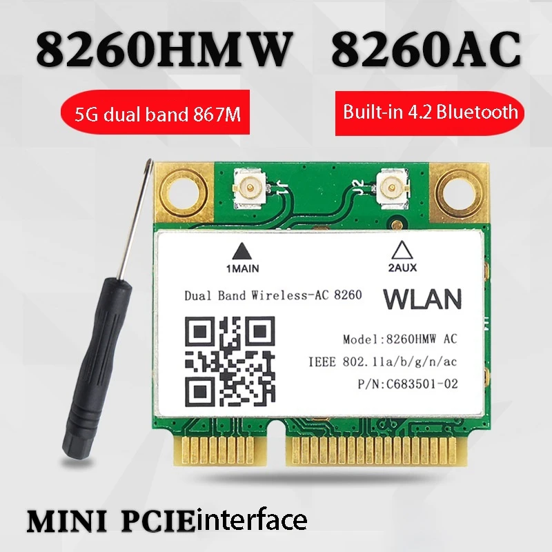 Сетевая карта 1200 Мбит/с 8260Hmw Ac 2 4G + 5G Mini Pci-E 4 Bluetooth Wi-Fi 802.11Ac 867 для