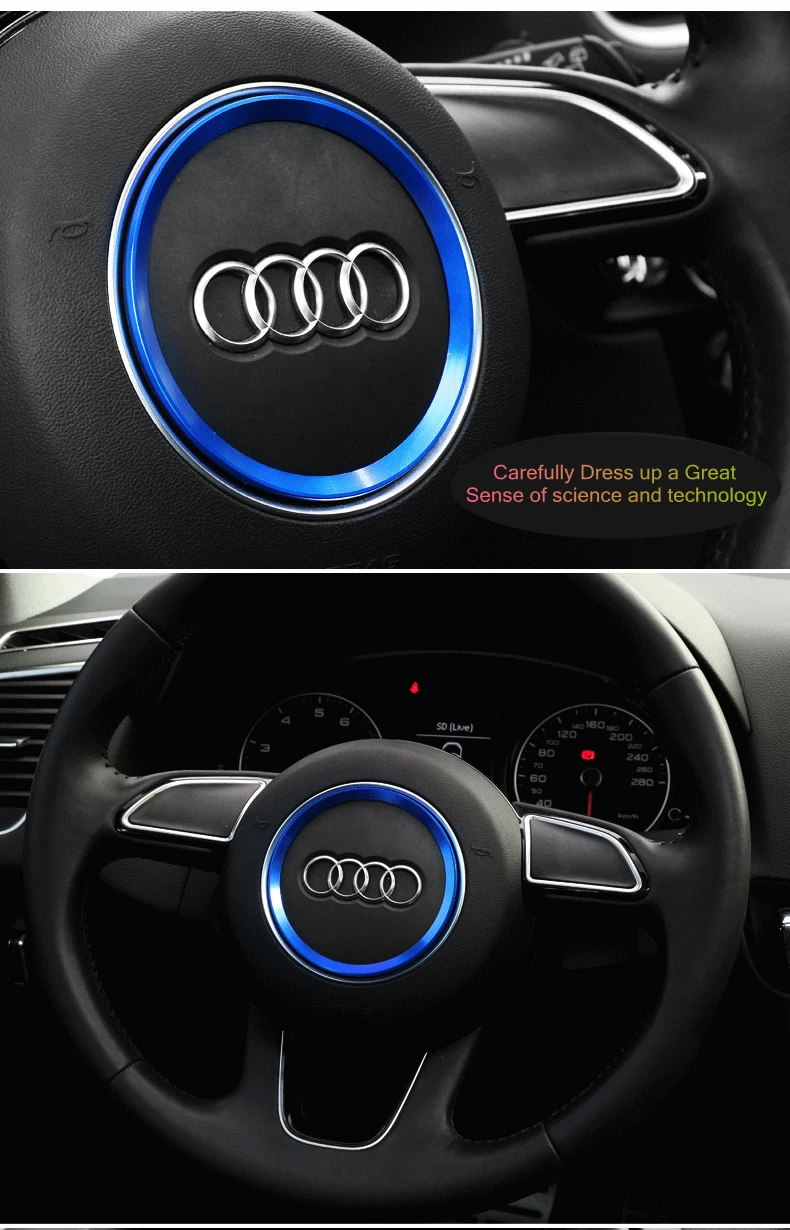 Автомобильные аксессуары кольцо на рулевое колесо из алюминиевого сплава для Audi