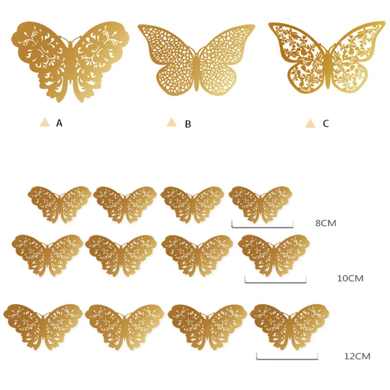 24 шт./компл. 3D полые бабочки настенные стикеры s для дома комнаты Настенные DIY