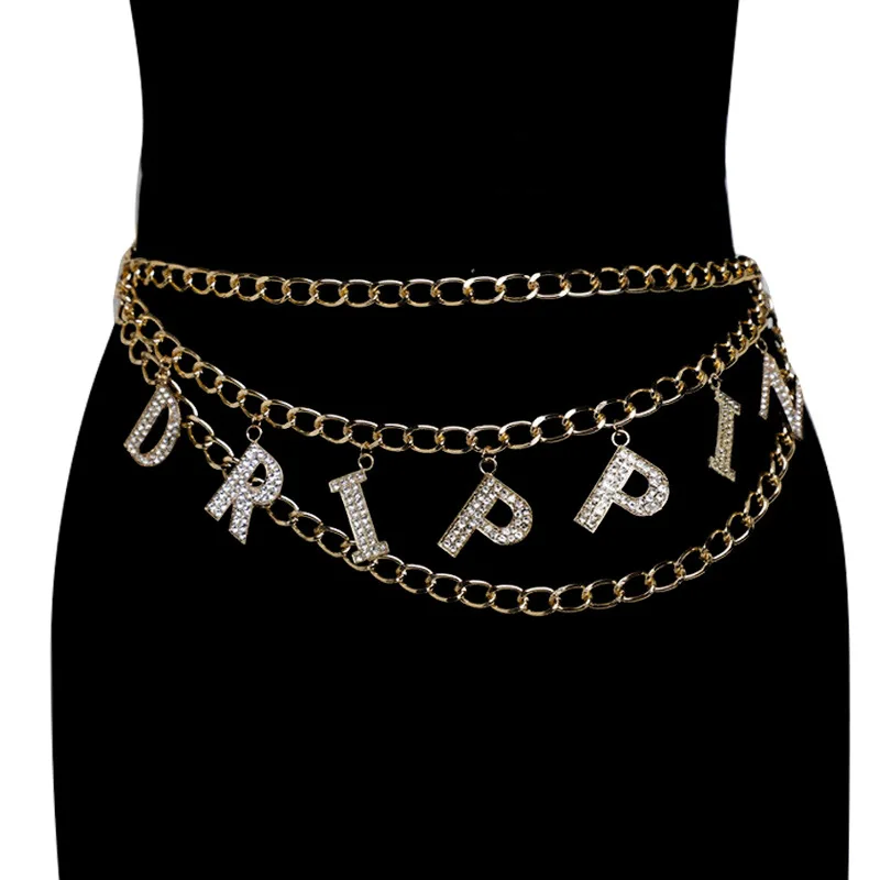 

Personality New Waist Chain English Letter DRIPPIN BABY Pendant Waist Decoration Multilayer Letter Waist Chain Out Decoration