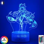 Ночник с аниме-фигуркой Genshin Impact Keqing, 3D ночсветильник, акриловая Настольная лампа для Хома, декор для детской спальни, рождественский подарок