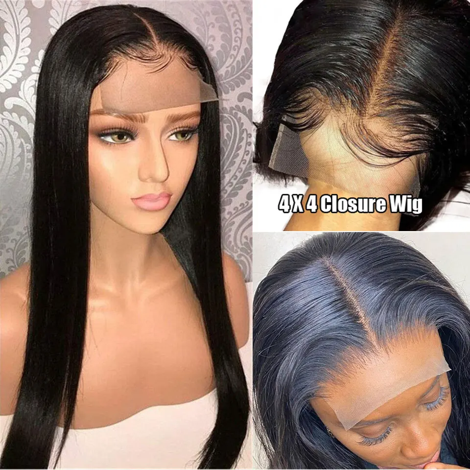 

180 Density Brazilian Straight Lace Front Wig 30 Inch Pre Plucked Indian Bone Straight Human Hair WIG With Baby Hair 4x4 Straight Lace Closure Wig HD Transparent Lace Frontal Wigs Perruque Cheveux Humain For Women