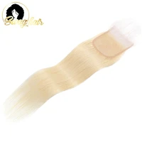 Swag Blond Straight Bundles With Closure Brazilian Human Hair Extensions 613 Bundles With 4x4 Closure Hair Weave Bundle