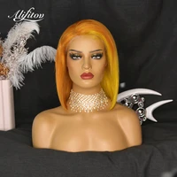 alifitov ombre yellow orange lace front wigs short bob wig pre plucked remy hair human hair wigs with baby hair for women