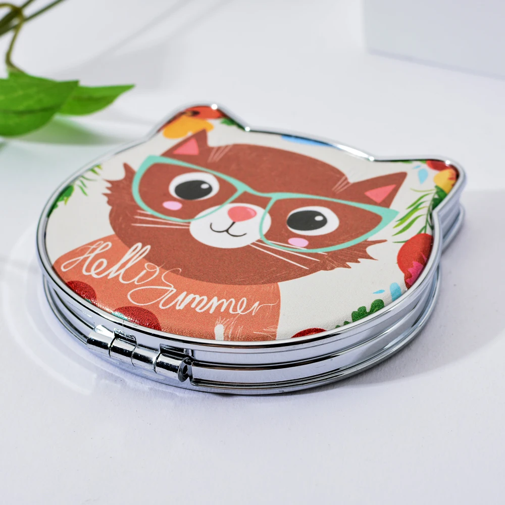 Кошачий элемент мини карманное зеркало с мультипликационным рисунком двойные