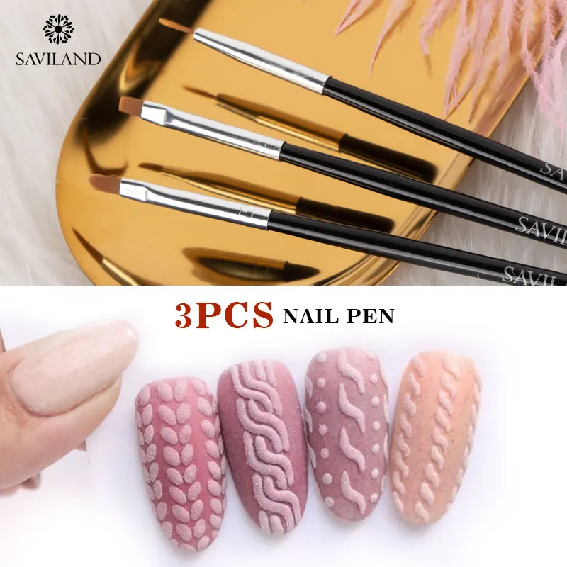 Набор кистей для ногтей SAVILAND УФ гель ручка рисования 3 шт./компл. инструменты