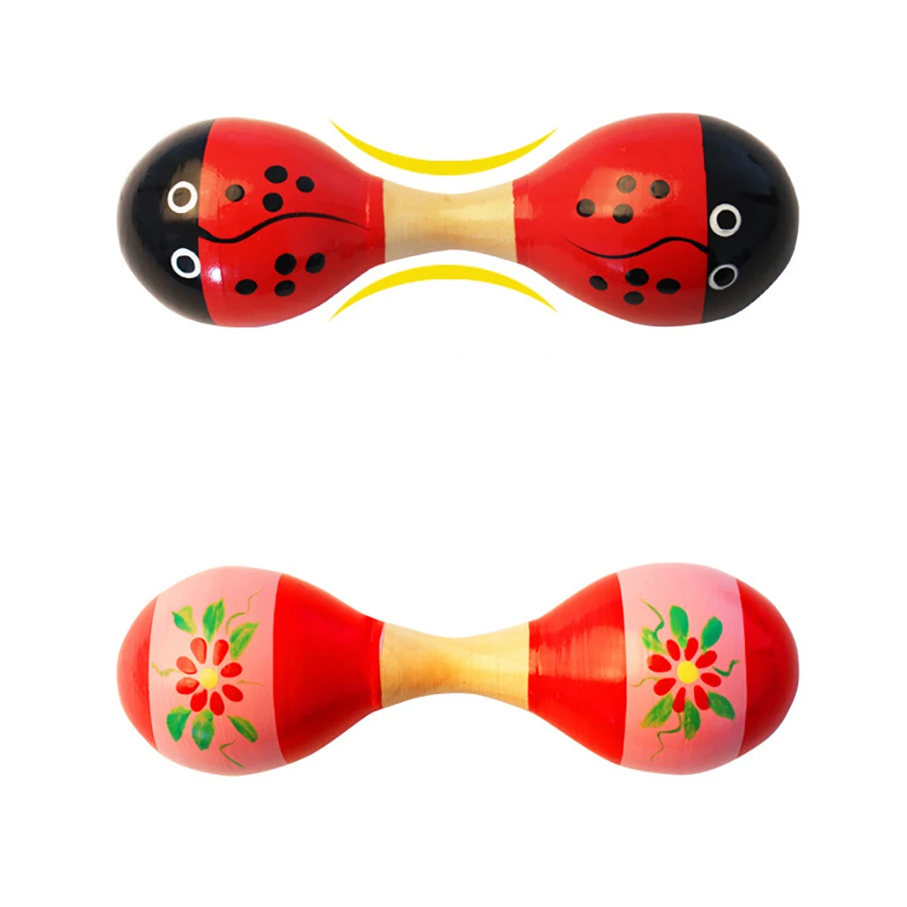 Детский деревянный музыкальный перкуссионный инструмент Maraca с двойной головой