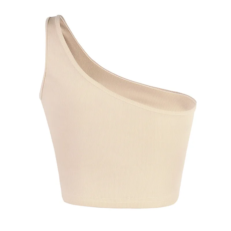 Майка Женская Базовая на одно плечо повседневный облегающий однотонный