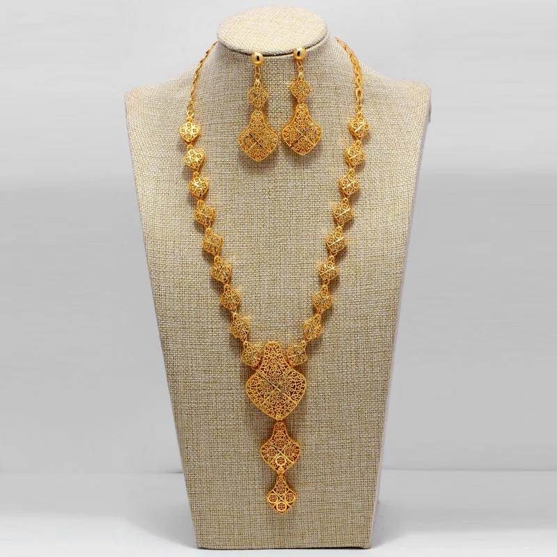 Дубай Индия золото Цвет Ювелирные наборы для женщин в африканском стиле цветок