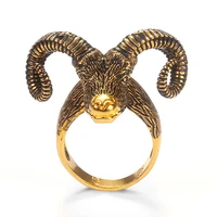 zodiac sheep head retro rings women rings gold plated couple wedding stainless steel rings gift for girlfriend fashion jewellery
