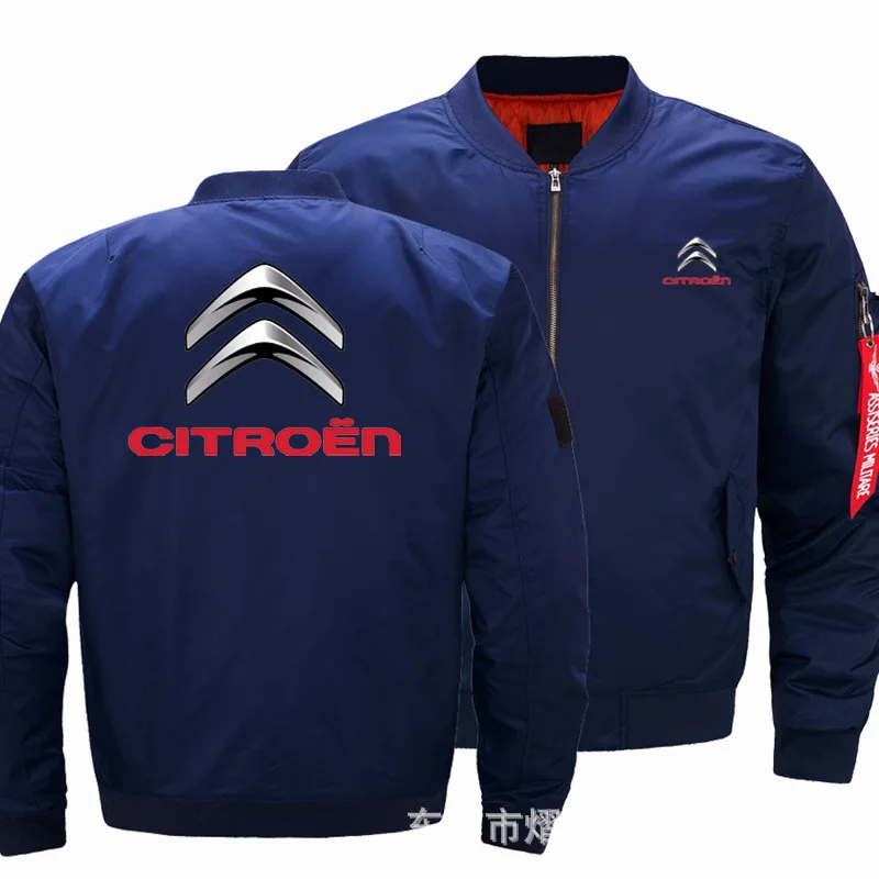 

2021 NEW Mens Warm Citroen Slim Fit Fly Pilot jacket Car Logo Print Sweatshirt Hip Hop Male Clothing jacket