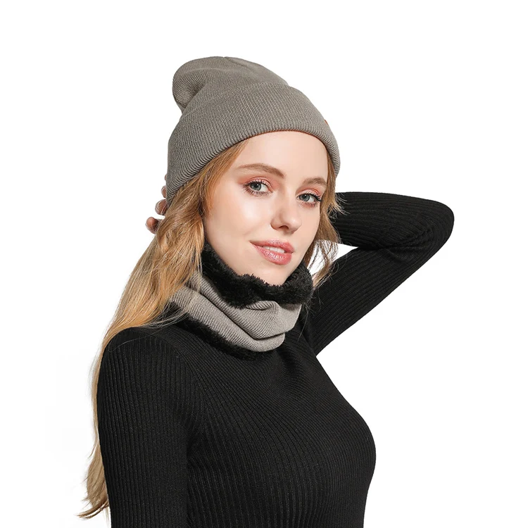 DRESSUUP модная зимняя шапка из 2 предметов для мужчин подарок вязаный однотонный шапочки Skullies хлопок теплые шапки шляпа из полиэстера