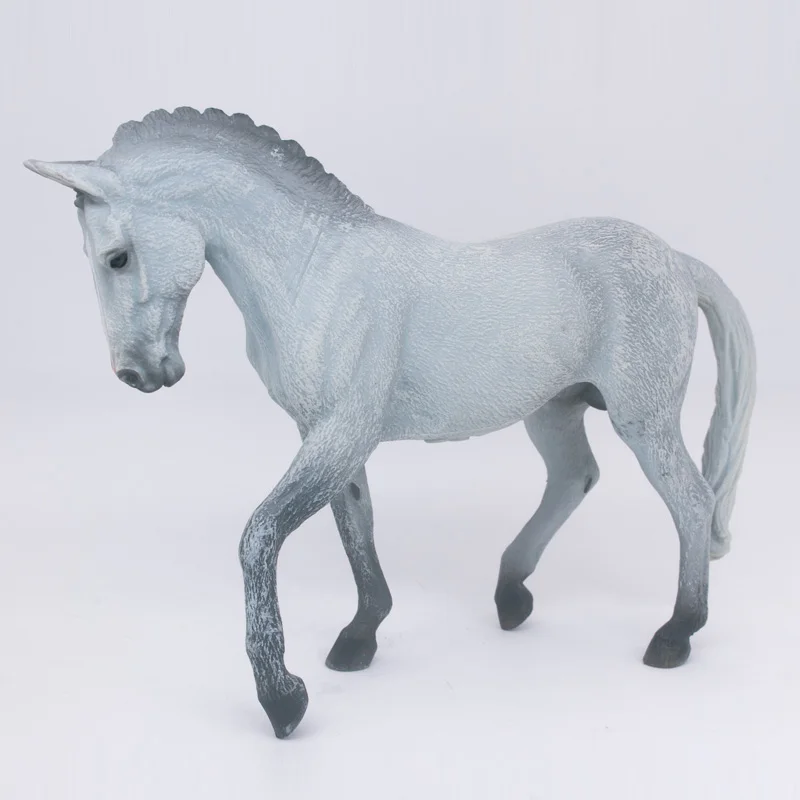 Коллекционная лошадь сельская ферма жеребец серый пластиковый ПВХ Имитация