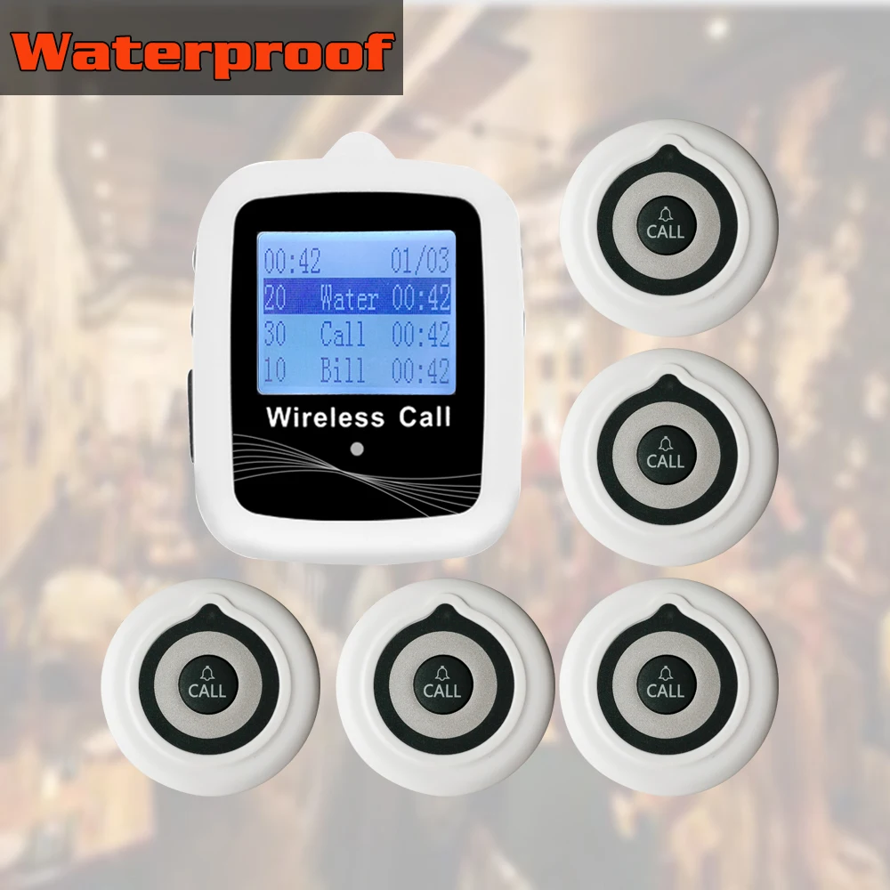 Table Restaurant Pagers Beeper Wireless Calling System Waterproof Watch Receiver Removable Button For Service Cafe Hookah