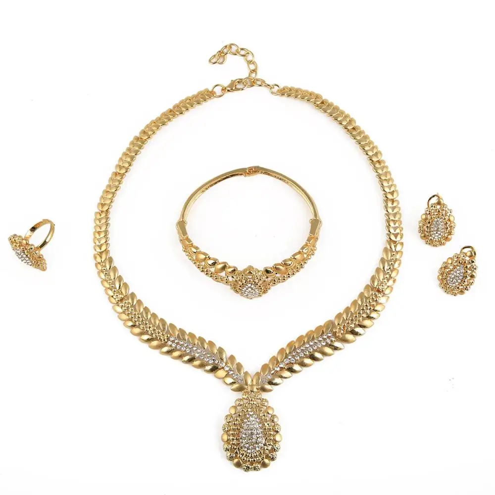 Ювелирный Комплект из колье и серёг под золото 24 к | Украшения аксессуары