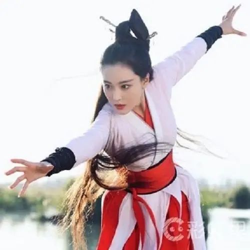 Платье в красно белую полоску Китайский традиционный ханьфу платье Тан костюм