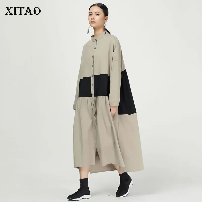 Женское плиссированное платье средней длины XITAO элегантное с одной грудью в