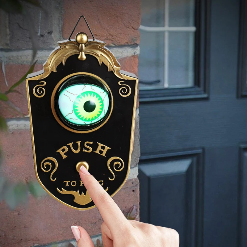 

New Halloween One eyed Doorbell Decoration Horror Props Glowing Hanging Whole Door Hanging Plastic Doorbell Eyeball bell decor