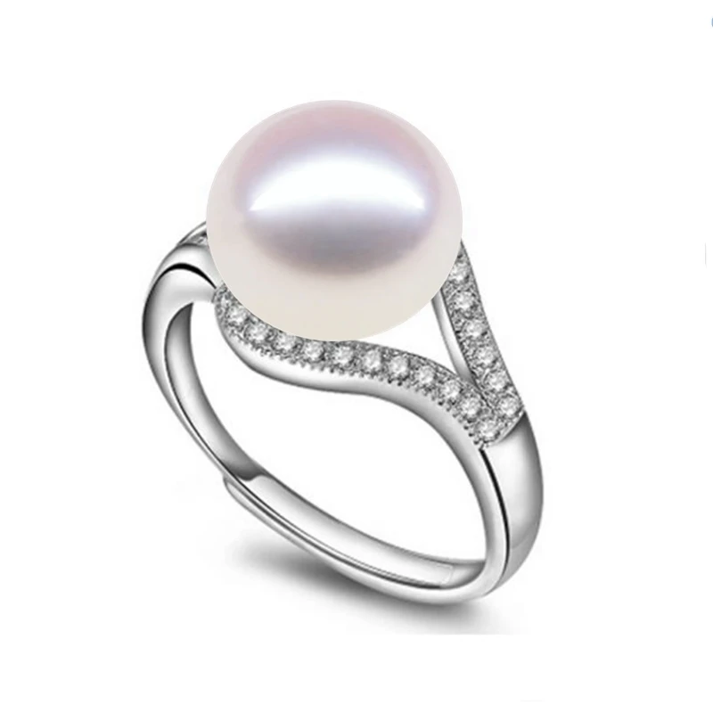 

Модное жемчужное ювелирное изделие роскошное кольцо 100% натуральный пресноводный жемчуг регулируемое кольцо для женщин подарок с коробкой