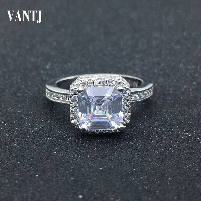 VANTJ Настоящее Золотое кольцо 10 к из стерлингового серебра Moissanite режущий 7 мм