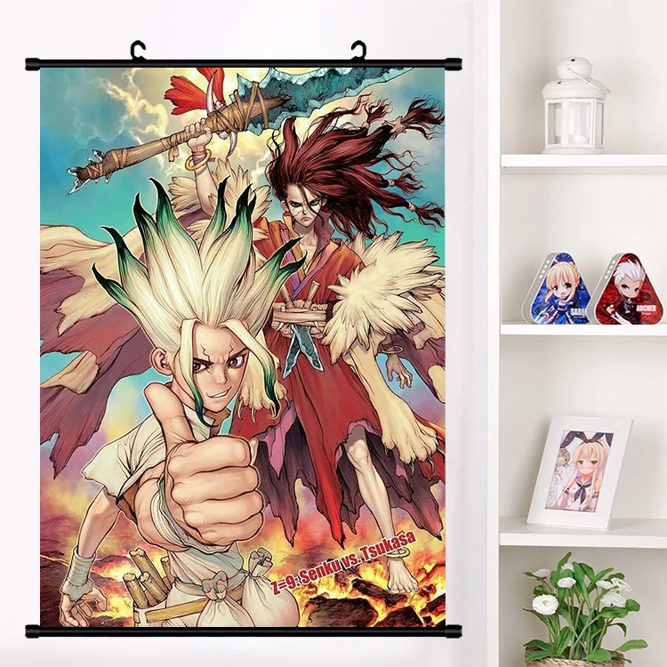 J Аниме Dr. STONE Ishigami Senku Shishio Tsukasa Настенная роспись настенный плакат Otaku коллекция домашнего декора художественный подарок - Цвет: J